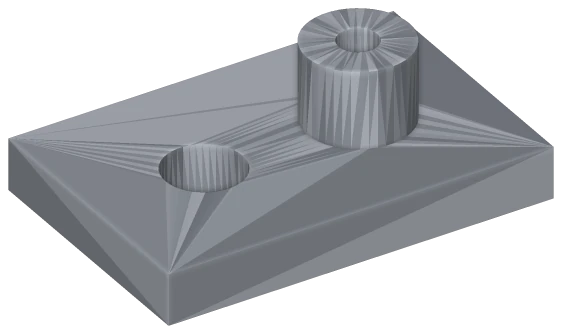 The STEP as a faceted converter writes it: 524 flat faces, one per triangle.